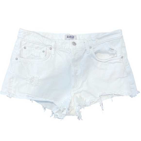 Agolde White Distressed Shorts. - Picture 4 of 10